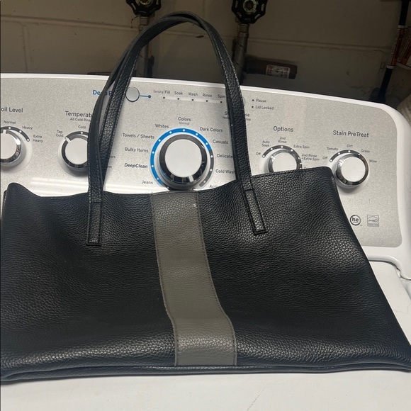 Handbags - Black and Gray Leather Tote Bag